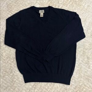 L.L. Bean Men's Deep Blue Cotton & Cashmere V-Neck Sweater